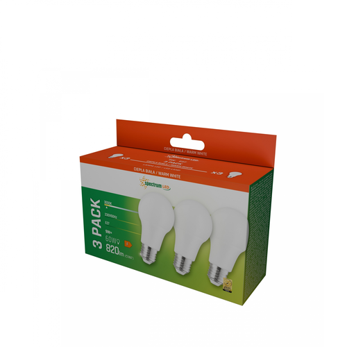 3-pak E27 9W LED-lamp - Warm wit
