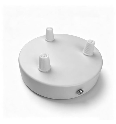 Plafondkap wit - Ø12cm, hoogte 2,5cm, 3 gaten, plafondrozet