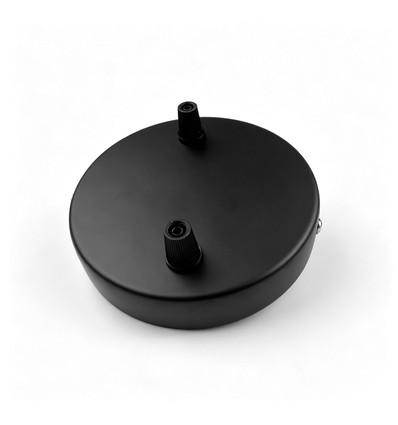 Plafondkap in zwart - Ø12cm, hoogte 2,5cm, 2 gaten, plafondrozet