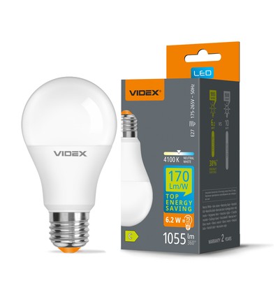 E27 6,2W LED lamp - A60, neutraal wit