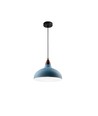 BIRK Petroleumblauw Ø24cm pendellamp - E27 fitting, 2m snoer, metaal / hout