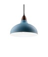 BIRK Petroleumblauw Ø24cm pendellamp - E27 fitting, 2m snoer, metaal / hout
