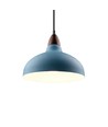 BIRK Petroleumblauw Ø24cm pendellamp - E27 fitting, 2m snoer, metaal / hout