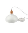 BIRK Wit Ø19cm pendellamp - E27 fitting, 2m snoer, metaal / hout
