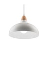 BIRK Wit Ø19cm pendellamp - E27 fitting, 2m snoer, metaal / hout