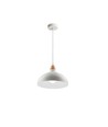 BIRK Wit Ø24cm pendellamp - E27 fitting, 2m snoer, metaal / hout