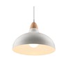 BIRK Wit Ø24cm pendellamp - E27 fitting, 2m snoer, metaal / hout