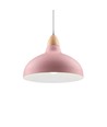 BIRK Roze Ø19cm pendellamp - E27 fitting, 2m snoer, metaal / hout
