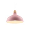 BIRK Roze Ø19cm pendellamp - E27 fitting, 2m snoer, metaal / hout