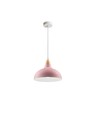 BIRK Roze Ø24cm pendellamp - E27 fitting, 2m snoer, metaal / hout