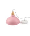 BIRK Roze Ø24cm pendellamp - E27 fitting, 2m snoer, metaal / hout