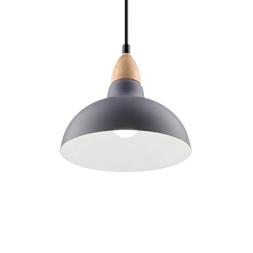 BIRK Blauw Ø19cm pendellamp - E27 fitting, 2m snoer, metaal / hout