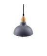 BIRK Blauw Ø24cm pendellamp - E27 fitting, 2m snoer, metaal / hout