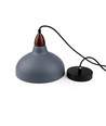 BIRK Grijs Ø24cm pendellamp - E27 fitting, 2m snoer, metaal / hout
