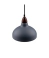 BIRK Grijs Ø19cm pendellamp - E27 fitting, 2m snoer, metaal / hout