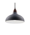 BIRK Grijs Ø19cm pendellamp - E27 fitting, 2m snoer, metaal / hout