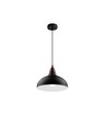 BIRK Zwart Ø24cm pendellamp - E27 fitting, 2m snoer, metaal / hout
