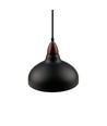 BIRK Zwart Ø24cm pendellamp - E27 fitting, 2m snoer, metaal / hout