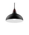 BIRK Zwart Ø24cm pendellamp - E27 fitting, 2m snoer, metaal / hout
