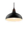 BIRK Zwart Ø24cm pendellamp - E27 fitting, 2m snoer, metaal / hout