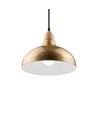 BIRK Messing Ø24cm pendellamp - E27 fitting, 2m snoer, metaal / hout