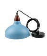 BIRK Petroleumblauw Ø19cm pendellamp - E27 fitting, 2m snoer, metaal / hout