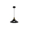 Zwarte Ø22cm hanglamp - E27 fitting, 2m snoer, zwart/messing