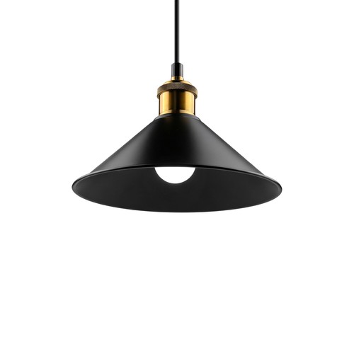 MOKKA Zwart Ø22cm hanglamp - E27 fitting, 2m snoer, Zwart/messing