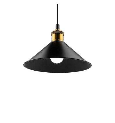 Zwarte Ø22cm hanglamp - E27 fitting, 2m snoer, zwart/messing