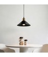 Zwarte Ø22cm hanglamp - E27 fitting, 2m snoer, zwart/messing