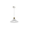 Witte Ø22cm hanglamp - E27 fitting, 2m snoer, wit/messing