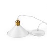 Witte Ø22cm hanglamp - E27 fitting, 2m snoer, wit/messing