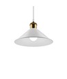 Witte Ø22cm hanglamp - E27 fitting, 2m snoer, wit/messing