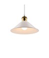 Witte Ø22cm hanglamp - E27 fitting, 2m snoer, wit/messing
