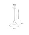 Witte Ø22cm hanglamp - E27 fitting, 2m snoer, wit/messing