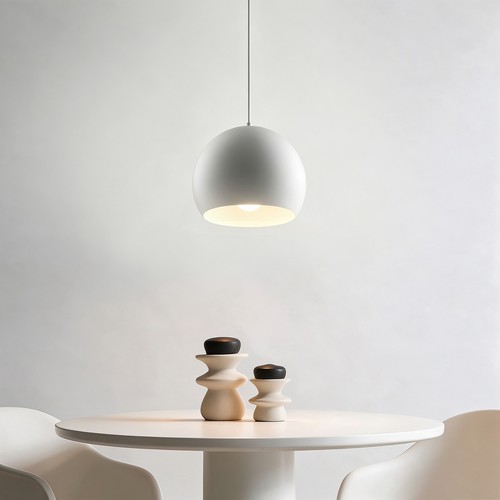 Witte Ø20cm hanglamp - E27 fitting, 2m snoer, metaal
