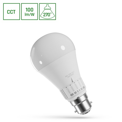 B22 10W LED lamp - 5CCT, GLS, 5 lichtkleuren in één lamp