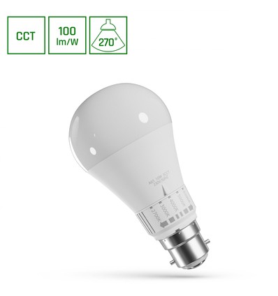 B22 10W LED lamp - 5CCT, GLS, 5 lichtkleuren in één lamp