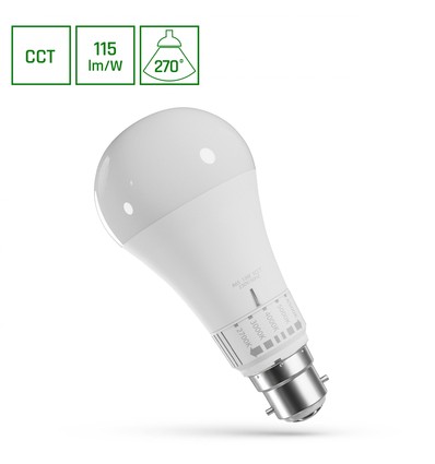 B22 13W LED lamp - 5CCT, GLS, 5 lichtkleuren in één lamp