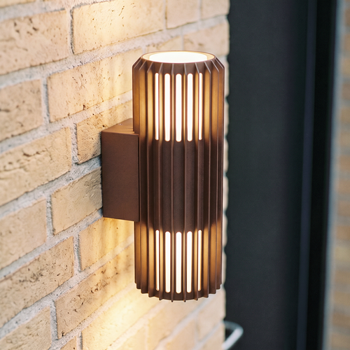 FYRON Duo op/neer wandlamp, Coffee - E27, IP54, buiten