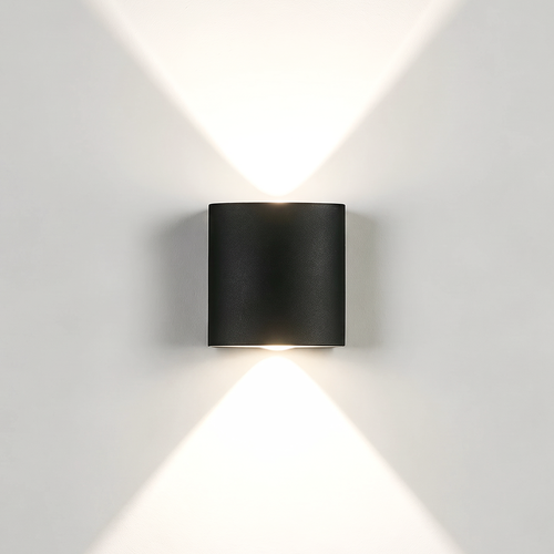 2W CURVE up/down wandlamp - IP65, zwart, buiten, incl. lichtbron