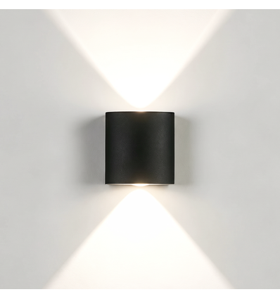 2W CURVE up/down wandlamp - IP65, zwart, buiten, incl. lichtbron