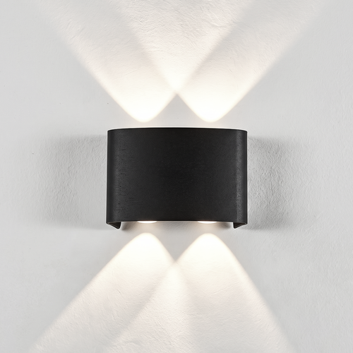 4W CURVE wandlamp - IP65, zwart, up/down, buiten, incl. lichtbron