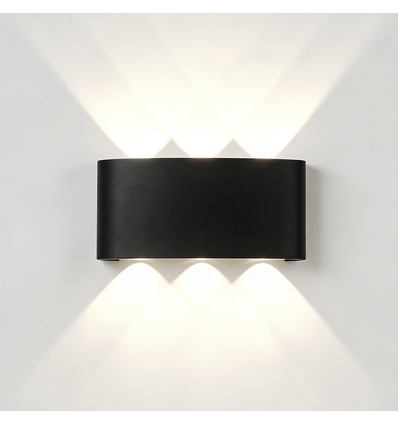 6W CURVE wandlamp - IP65, zwart, up/down, buiten, incl. lichtbron