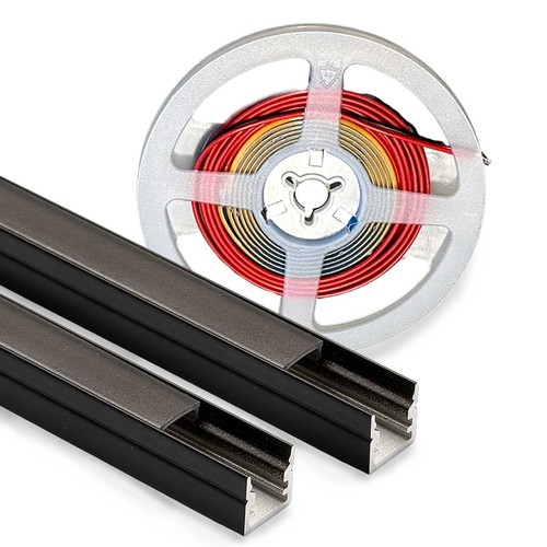 240cm LED Akoestisch Paneel Set, zwart - 2 stuks Eenkleurige LED strips (240cm) met 78W voeding - WiFi of RF
