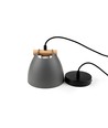 Grijze Ø16cm hanglamp - E27 fitting, 2m snoer, metaal / hout