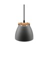 Grijze Ø16cm hanglamp - E27 fitting, 2m snoer, metaal / hout