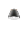 Grijze Ø16cm hanglamp - E27 fitting, 2m snoer, metaal / hout