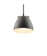HOLM Grijs Ø16cm hanglamp - E27 fitting, 2m snoer, metaal / hout