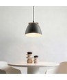 Grijze Ø16cm hanglamp - E27 fitting, 2m snoer, metaal / hout
